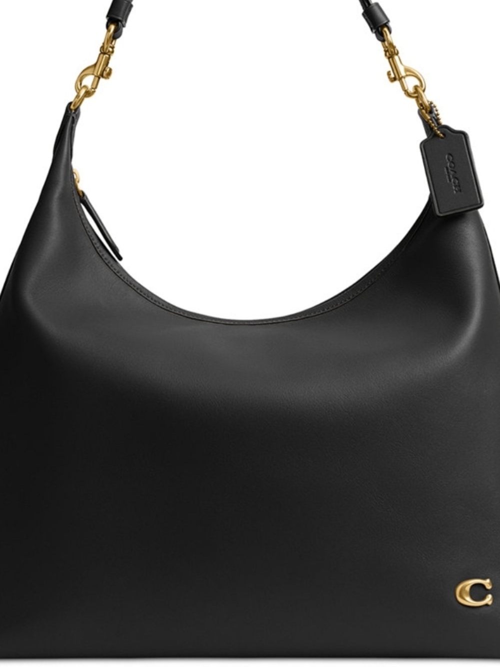 COACH Near New Black Leather Juliet Large 38 Shoulder w/Zip Top Closure.